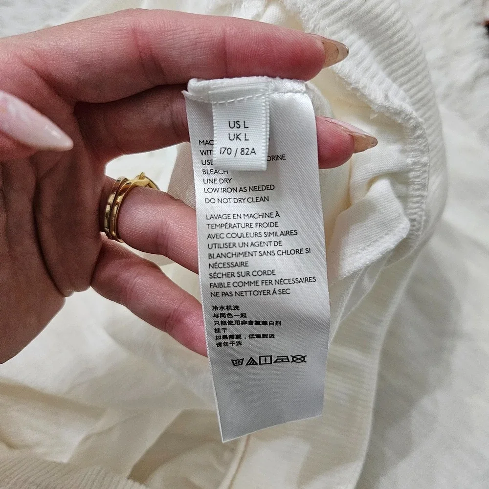 Free‎ People Movement Women's Sz L White 100% Cotton Belted Wide Leg Pants - Picture 13 of 15